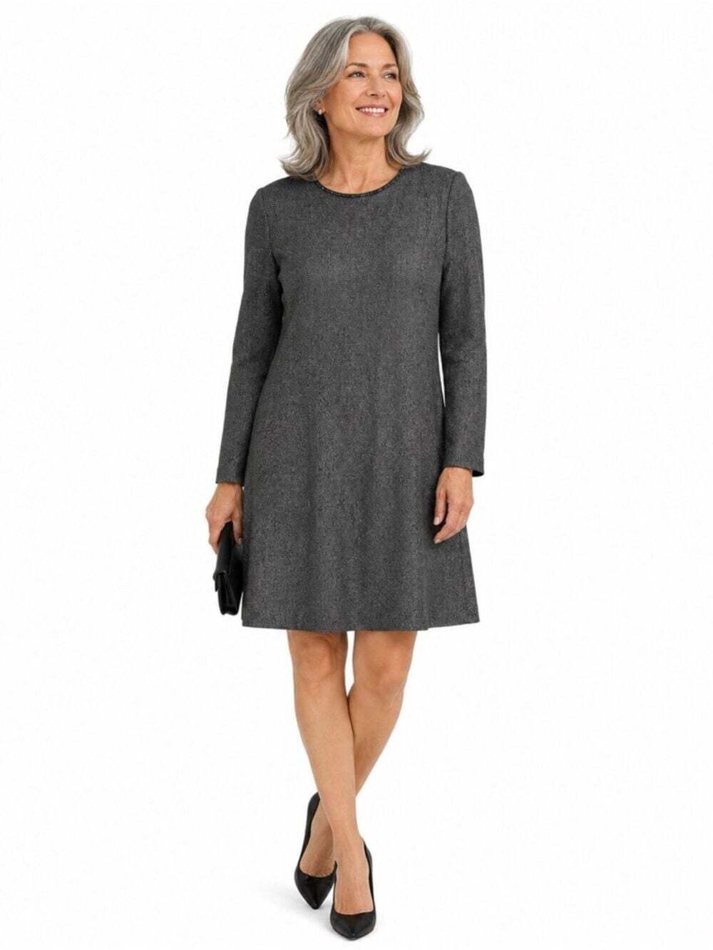 NWT Linda Allard Ellen Tracy Cocktail Dress Silver Metallic Size 6 Beaded Neck